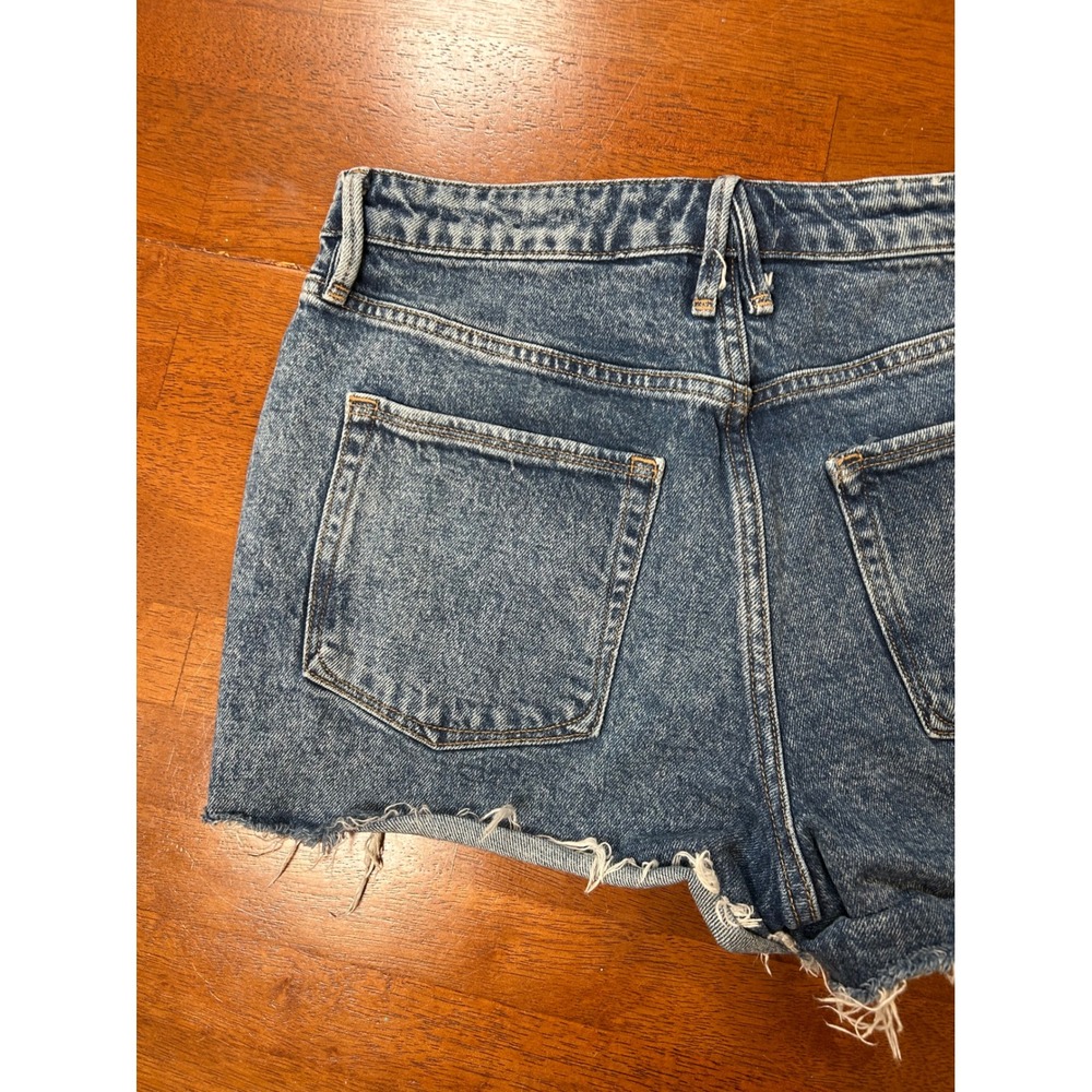 Good American Denim Shorts Womens 6/28 Blue Cut Off Raw Hem High Rise Distressed - Picture 8 of 9
